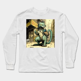 Futuristic Bio Machine Apocalypse Cat Long Sleeve T-Shirt